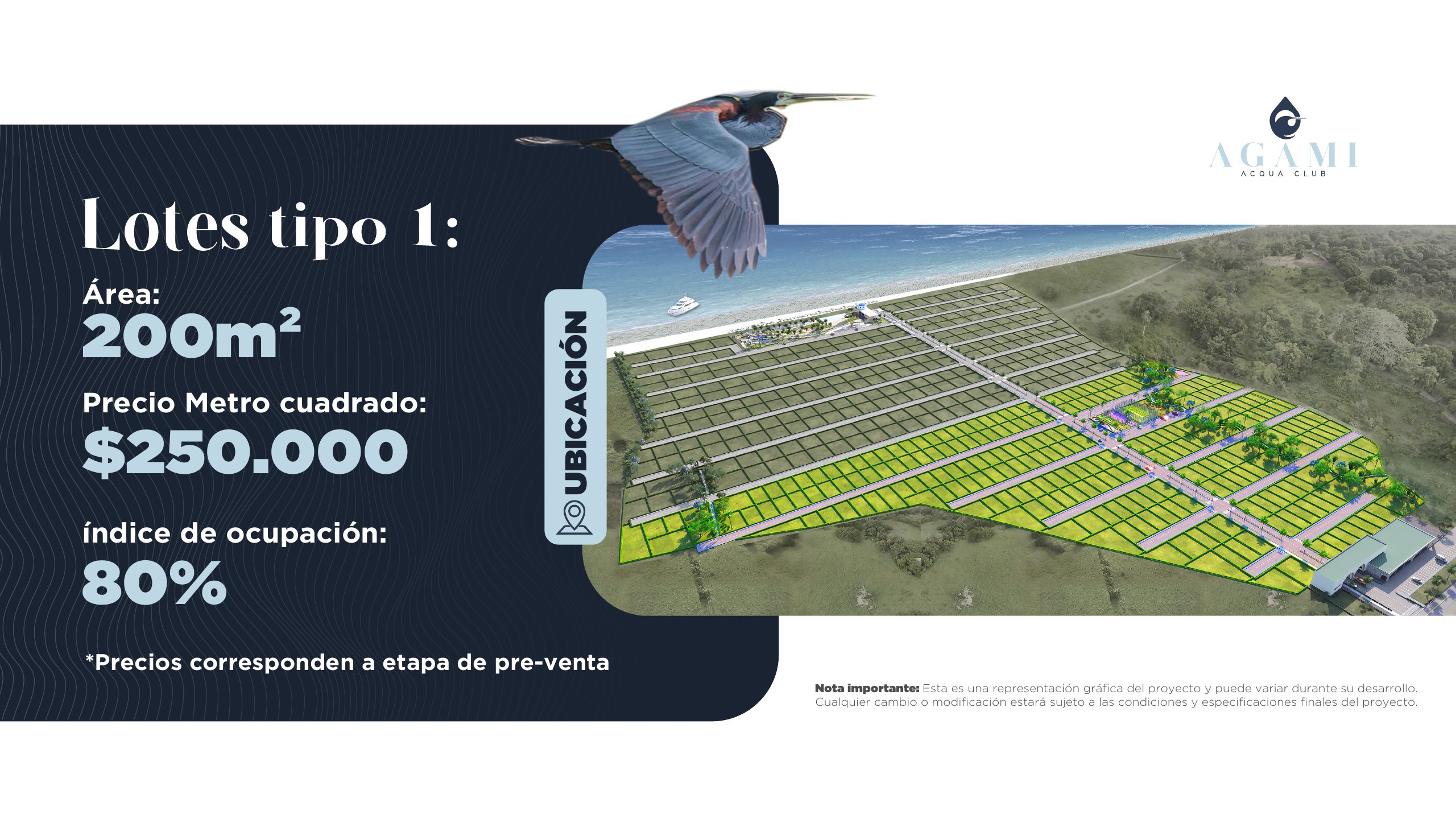 Masterplan aéreo de Agami Acqua Club con lotes y amenidades
