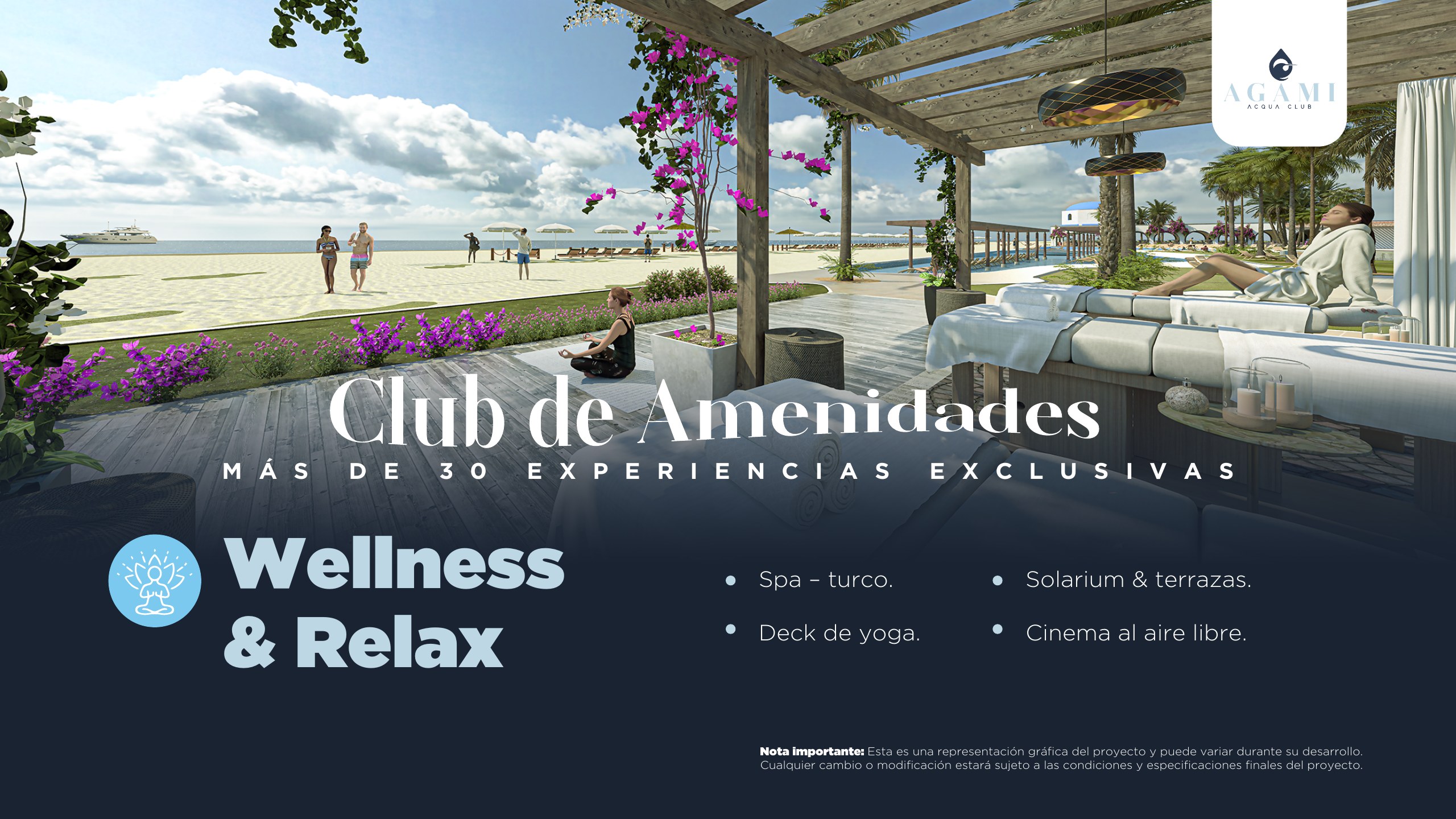 Zona wellness y deck de yoga frente al mar