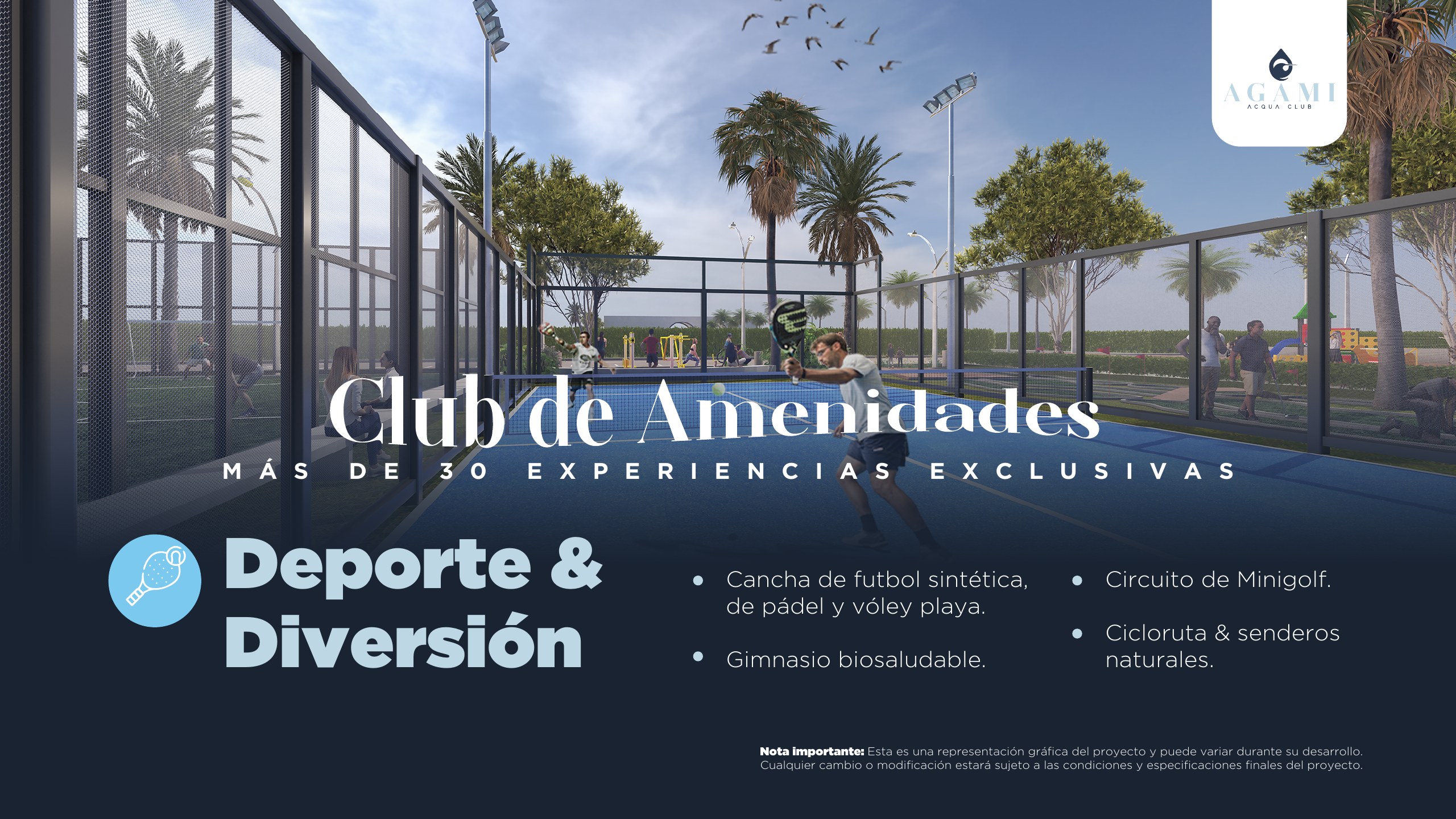 Cancha de pádel con palmeras