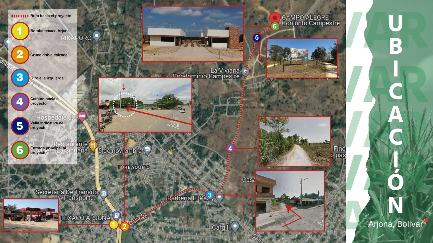 Mapa de ubicación de Campo Alegre en Arjona, Bolívar