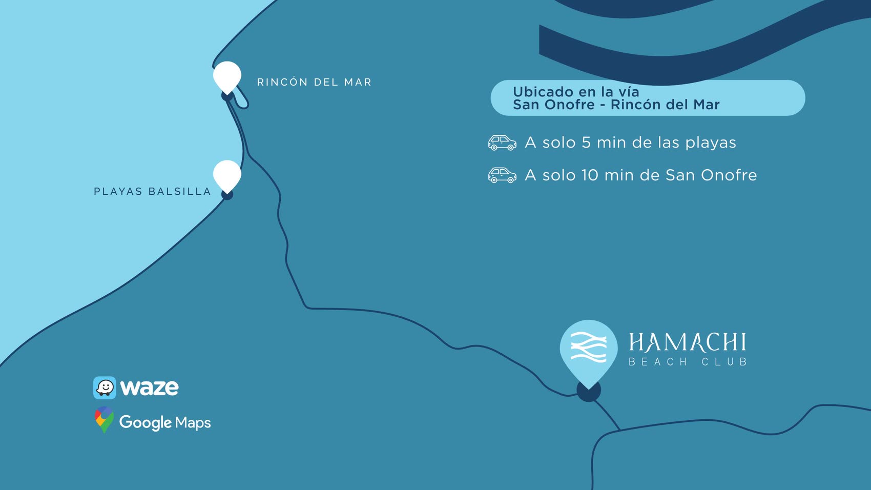 Mapa de ubicación de Hamachi Beach Club en Rincón del Mar, Sucre