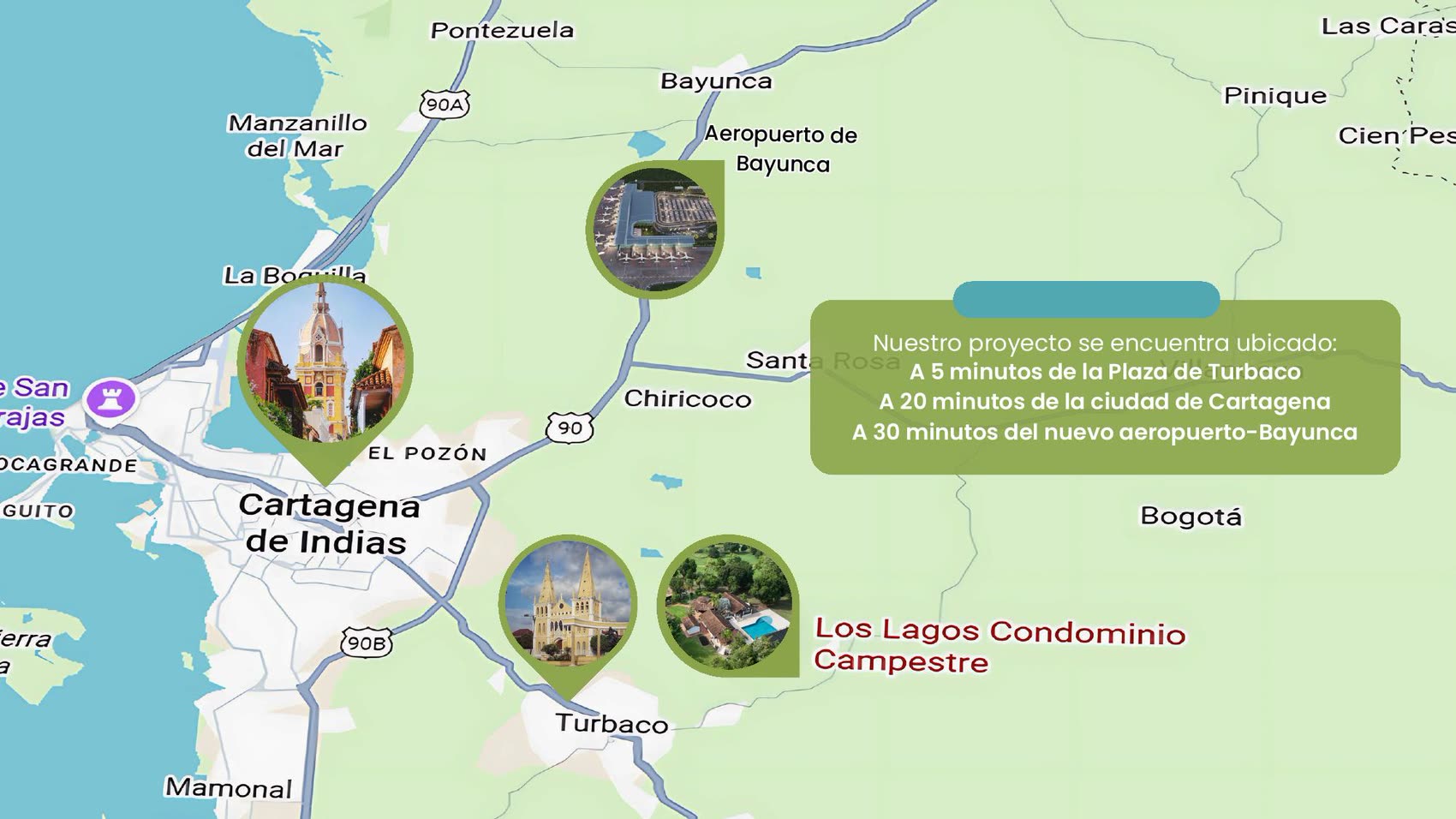 Mapa de ubicación de Los Lagos Condominio Campestre en Turbaco