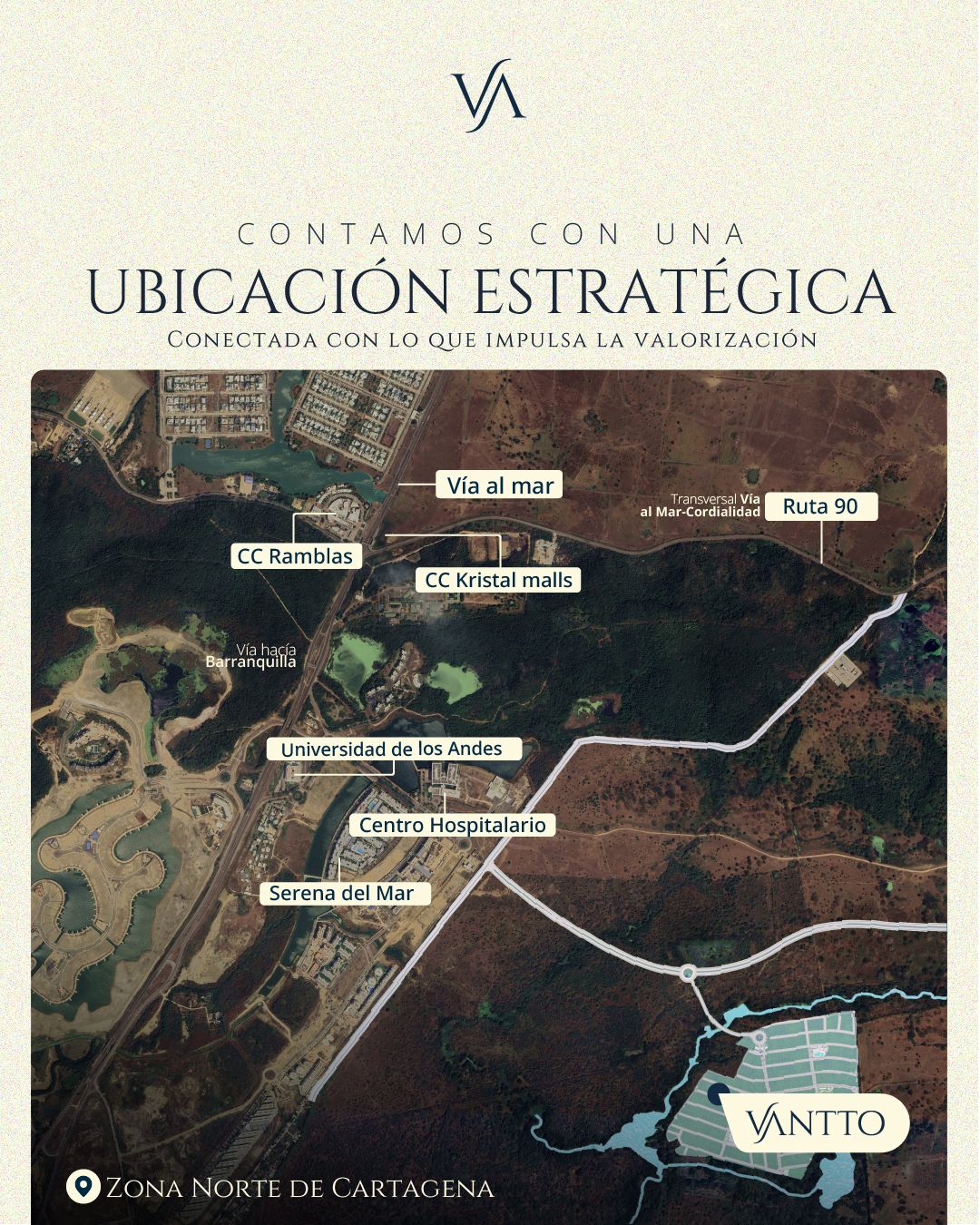 Mapa de ubicación estratégica de VANTTO en la Zona Norte de Cartagena